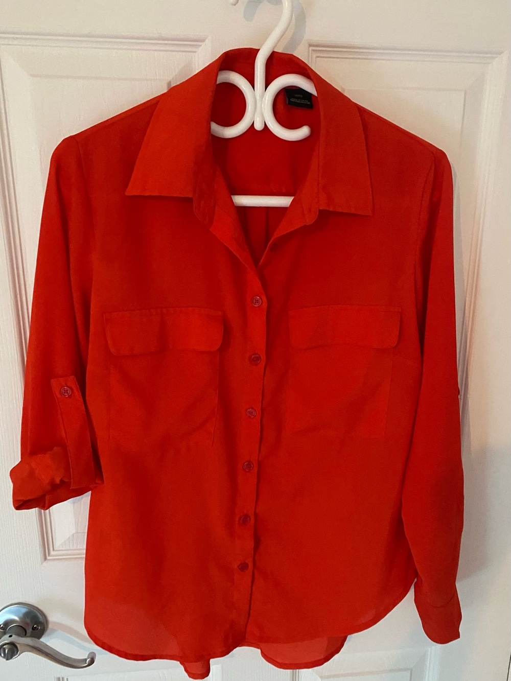 Simons Classic Burnt Orange Button-Down Shirt with Chest Pockets